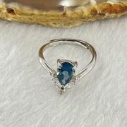 Blue Cubic Zirconia with Crystals in S925 Sliver Ring (Adjustable Size) 1.73g 8.2 by 6.0 by 4.0mm - Huangs Jadeite and Jewelry Pte Ltd