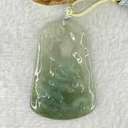 Type A Semi Icy Blueish Green Jadeite Guan Yin With Elephant and Flower Samantha Bodhisattva Pendant 31.38g 58.4 by 38.8 by 7.2mm - Huangs Jadeite and Jewelry Pte Ltd