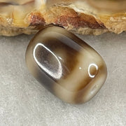 Natural Powerful Tibetan Old Oily Agate 3 Eyes Dzi Bead Heavenly Master (Tian Zhu) 三眼天诛 2.30g 13.7 by 10.2mm - Huangs Jadeite and Jewelry Pte Ltd