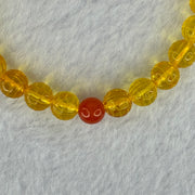 Natural Golden Yellow Amber Beads Turtle Shell Bracelet 6.87g 16cm 7.8mm 24 Beads - Huangs Jadeite and Jewelry Pte Ltd