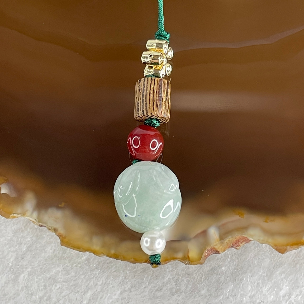 Natural Type A Green Jadeite Rabbit Charm 2.46g 11.0 by 10.8 by 5.8mm