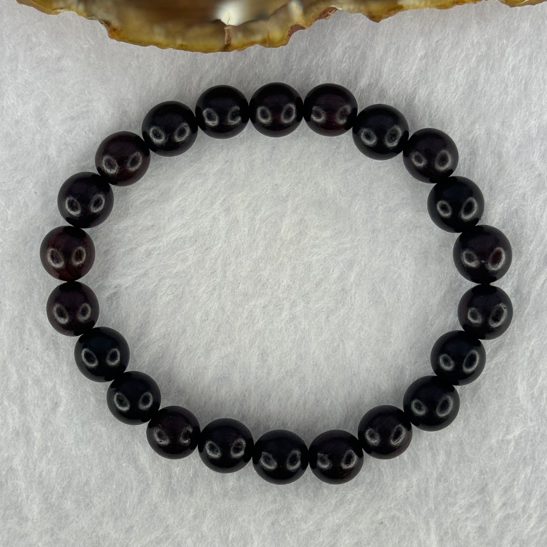 Natural Indian Small Leaf Zitan Rose Wood Beads Bracelet 天然小叶紫檀手链 6.16g 14.5cm 8.0mm 22 Beads - Huangs Jadeite and Jewelry Pte Ltd