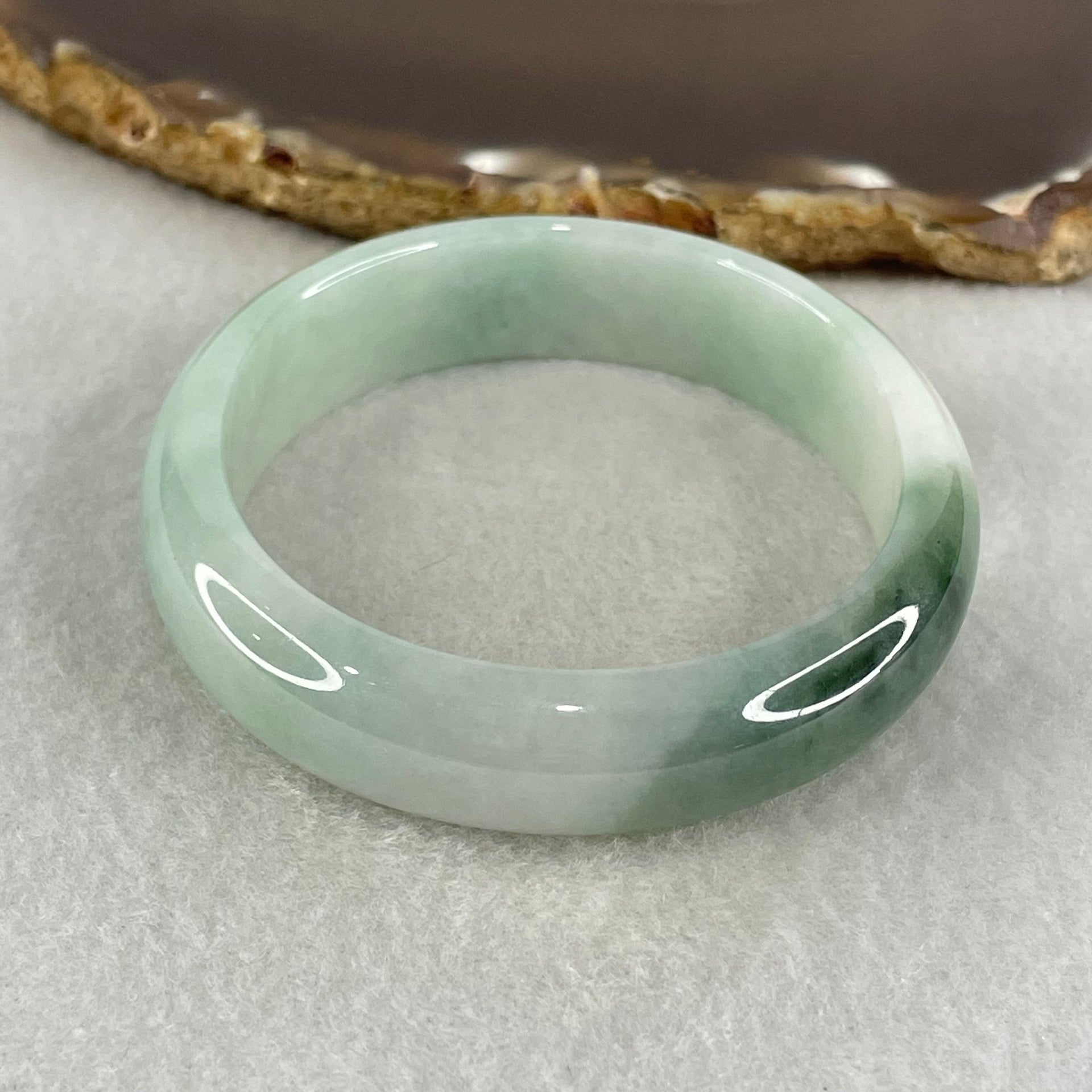 Type A Light Blueish Green with Blueish Green Oval Jadeite Bangle 40.32g Inner Diameter 53.3mm 12.8 by 6.6mm (Close to Perfect) - Huangs Jadeite and Jewelry Pte Ltd