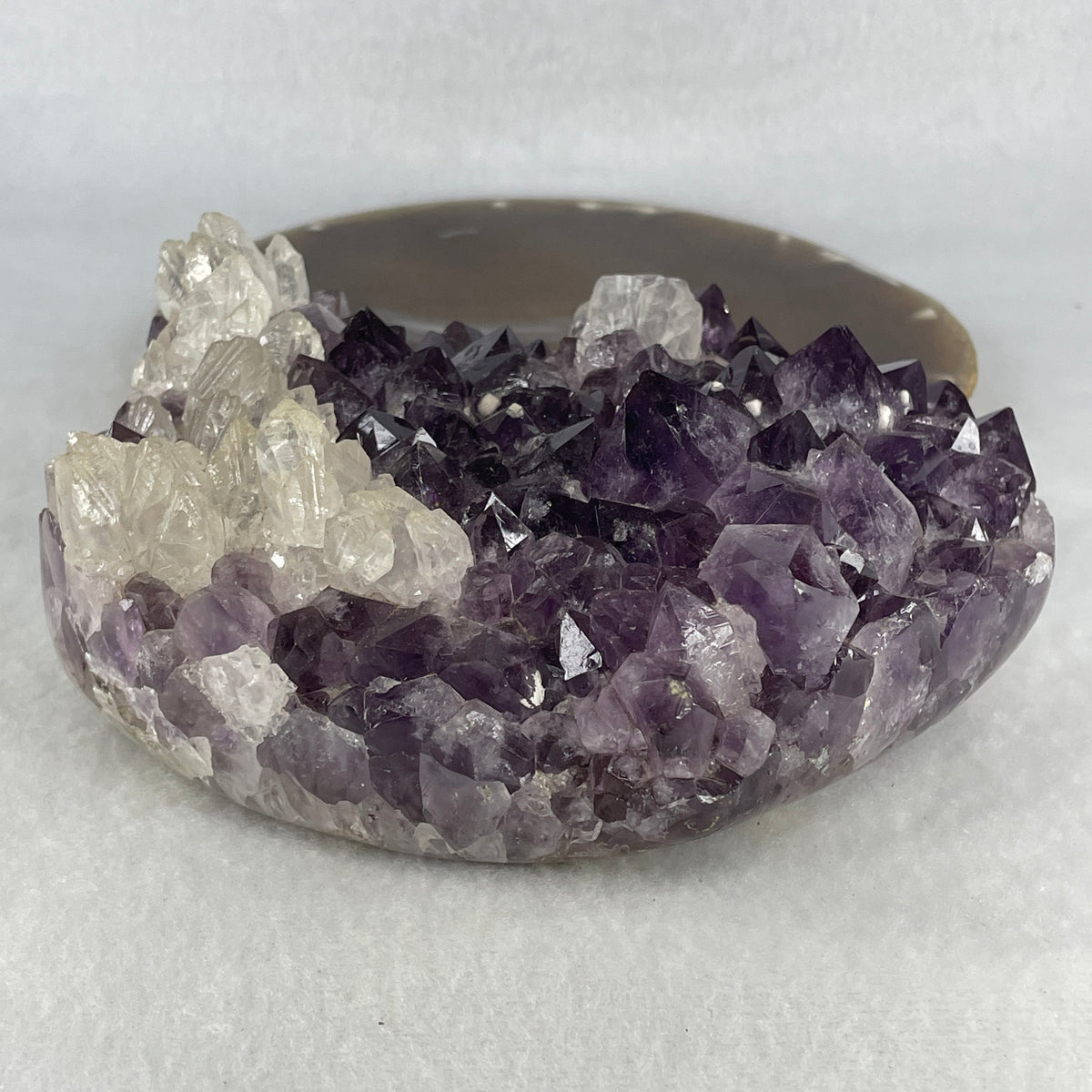 Natural Amethyst with White Calcite Heart Shape Display Specimen | 142.0mm Dual-Mineral Crystal Matrix (1,069.5g | 142.0x117.0x59.9mm)