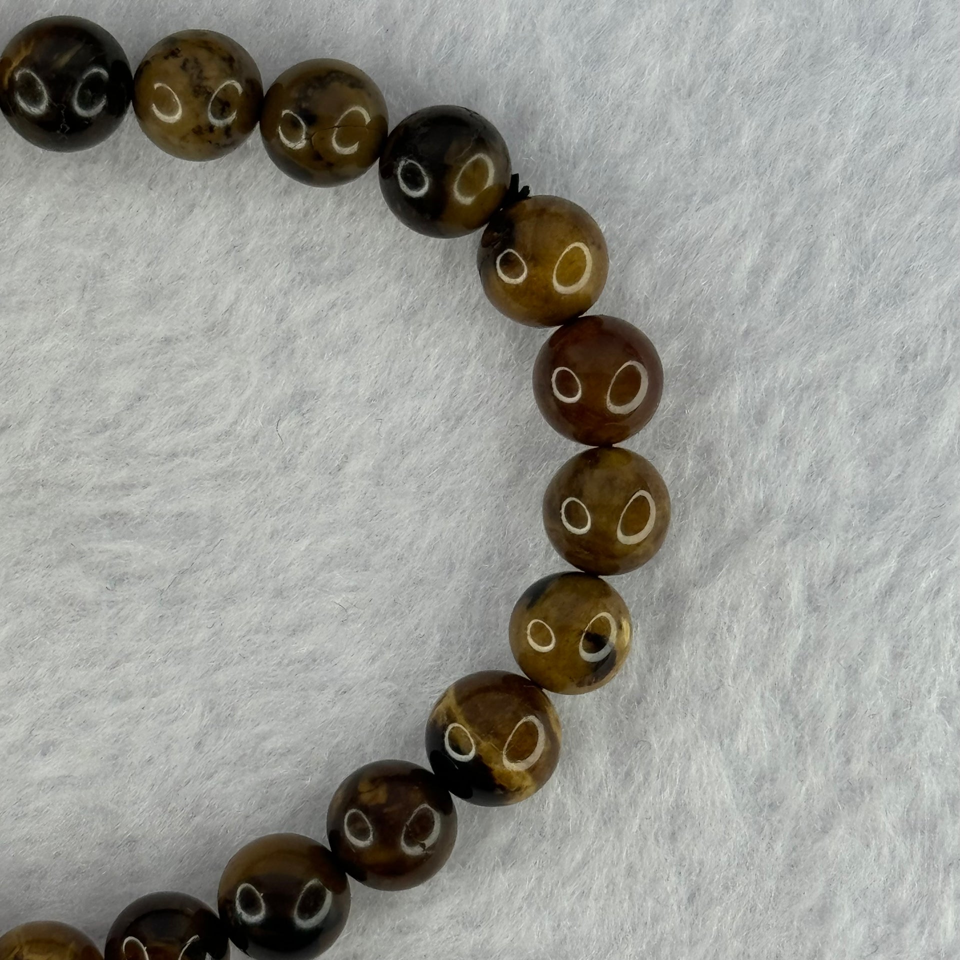 Natural Brown Amber Beads Bracelet 5.77g 7.9 15cm 7.9mm 24 Beads - Huangs Jadeite and Jewelry Pte Ltd