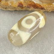 Natural Powerful Tibetan Old Oily Agate 3 Eyes Dzi Bead Heavenly Master (Tian Zhu) 三眼天诛 3.05g 20.1 by 10.2mm - Huangs Jadeite and Jewelry Pte Ltd