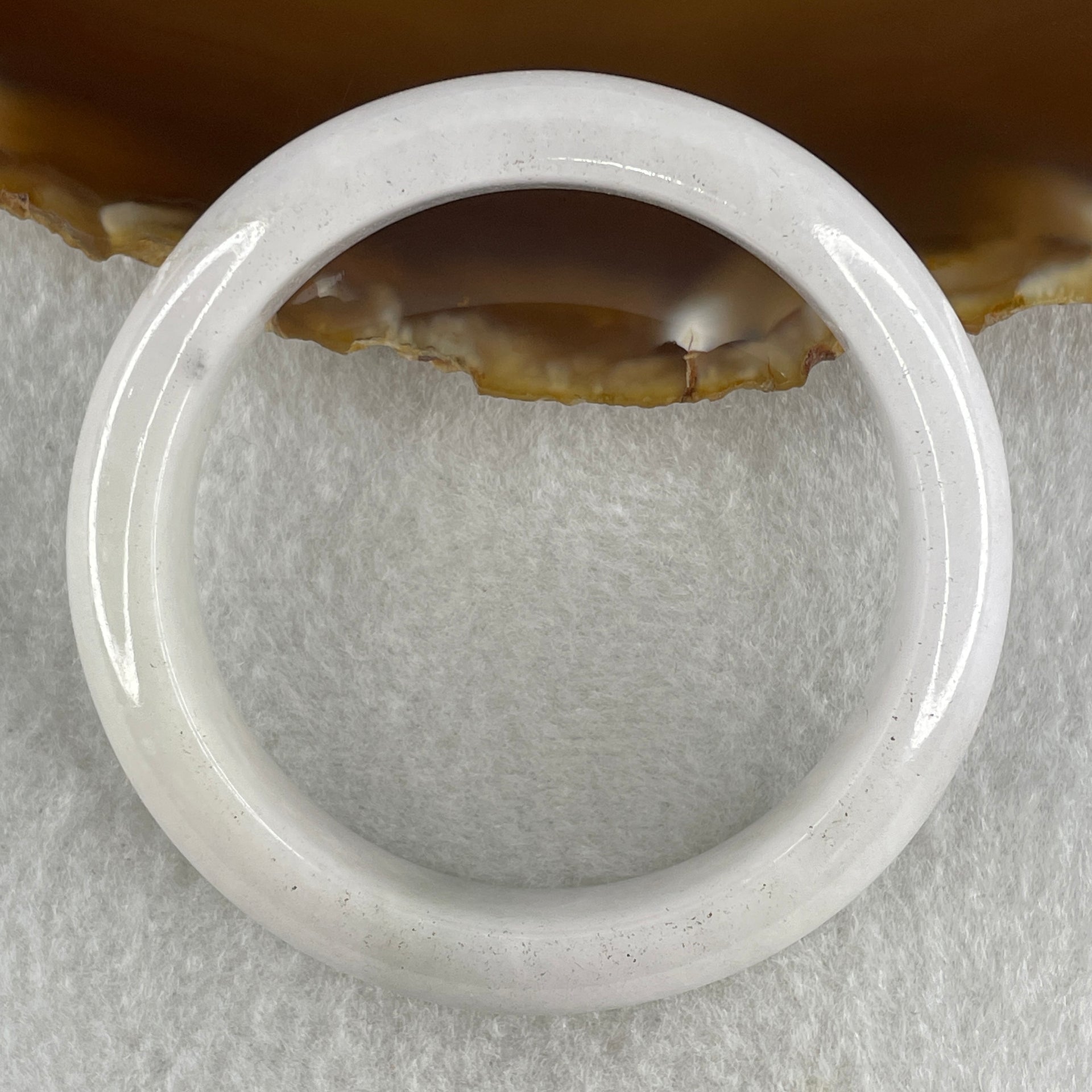 Type A Natural White to Faint Lavender Faint Green Jadeite Bangle 48.50g Inner Diameter 49.8mm 13.2 by 7.8mm (Very Slight Internal Lines) - Huangs Jadeite and Jewelry Pte Ltd