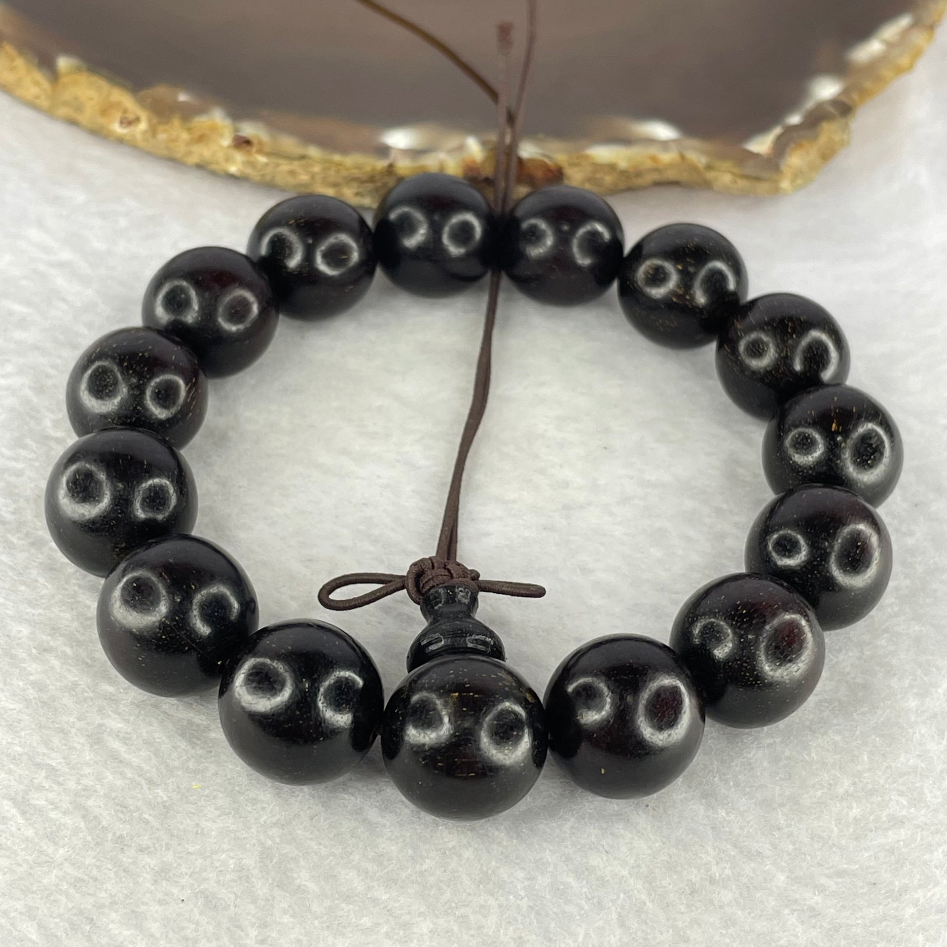 Natural India Zitan Sandalwood 小叶字檀木 Beads Bracelet Sinking Type 27.07g 14.8 mm 15 Beads - Huangs Jadeite and Jewelry Pte Ltd