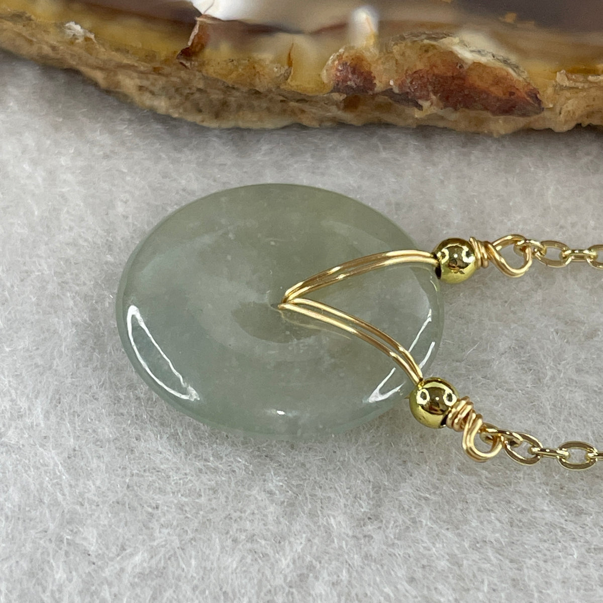 Natural Type A Icy Light Green Jadeite Ping An Kou Pendant | 19mm Translucent Jade Peace Disc Talisman with 58cm Adjustable Necklace (5.19g | 19.3 x 3.6mm) - Huangs Jadeite and Jewelry Pte Ltd