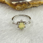 Natural Teardrop Opal 7.5 by 6.0 by 4.0mm with Crystals In S925 Sliver Ring (Adjustable Size) 1.79g - Huangs Jadeite and Jewelry Pte Ltd