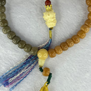 Type A Mixed Colour Bodhi Beads with Ivory Fruit 9 Tail Fox and Hong Zhu Sha Handplay 29.83g 9.4mm 36+2 Beads - Huangs Jadeite and Jewelry Pte Ltd