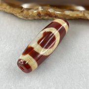 Natural Powerful Tibetan Old Oily Red White Agate One Eye Fire Sign Dzi Bead Heavenly Master (Tian Zhu) 一眼火天珠 9.27g 37.7 by 12.7mm - Huangs Jadeite and Jewelry Pte Ltd