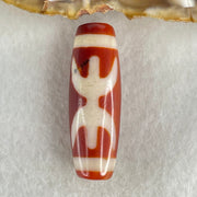 Natural Powerful Tibetan Old Oily Red White Agate One Eye Wood Element Dzi Bead Heavenly Master (Tian Zhu) 一眼木元素天珠 10.00g 38.3 by 12.7mm - Huangs Jadeite and Jewelry Pte Ltd