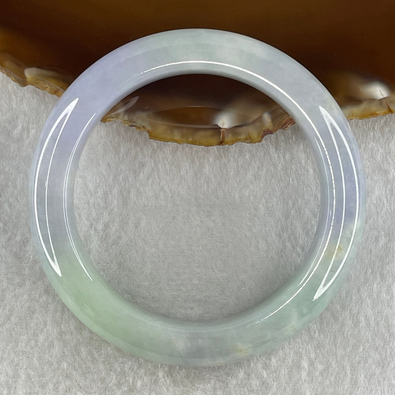Type A Natural Lavender Light Green Jadeite Bangle 52.93g Inner Diameter 50.9mm 11.5 by 9.3mm (Slight Internal Lines) - Huangs Jadeite and Jewelry Pte Ltd