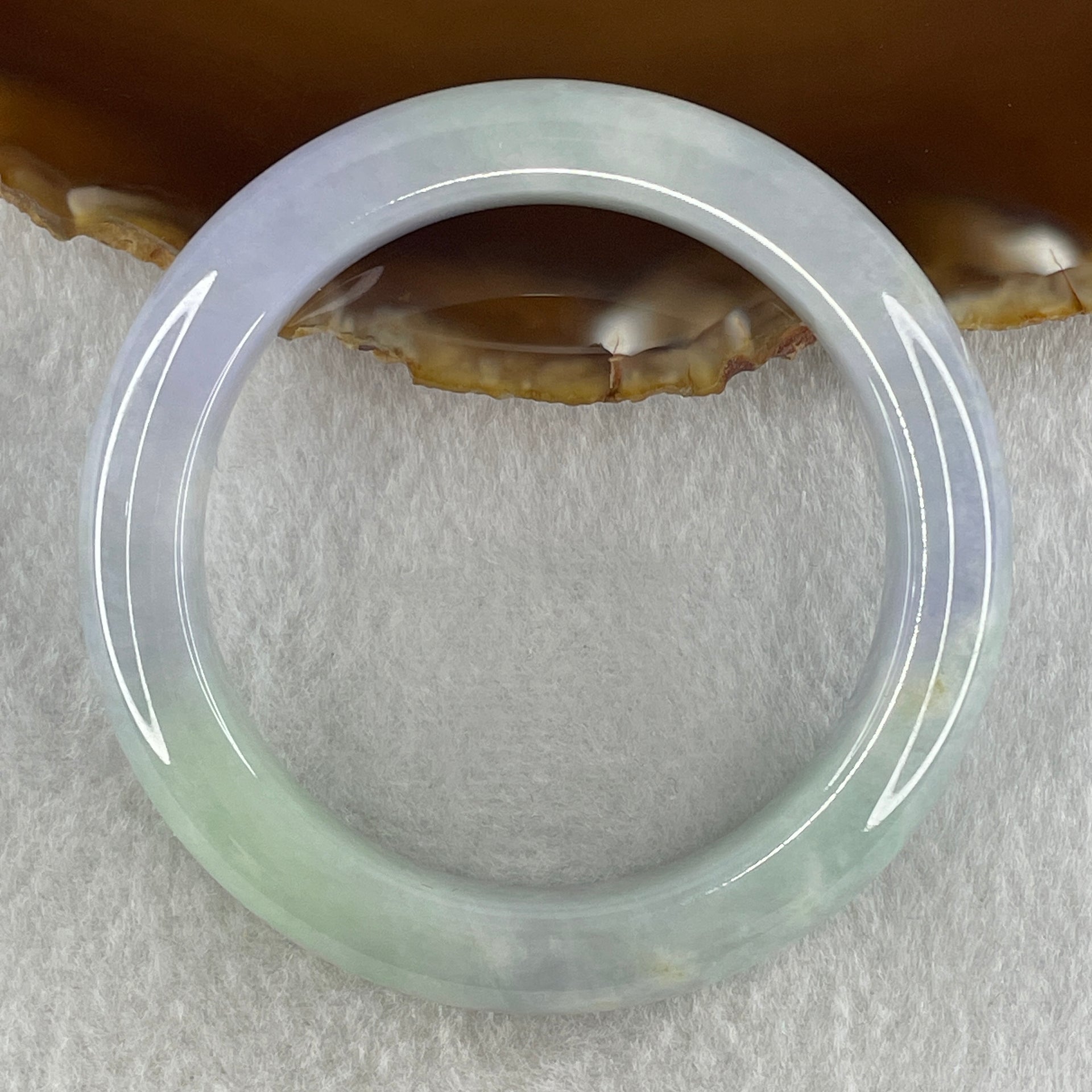 Type A Natural Lavender Light Green Jadeite Bangle 52.93g Inner Diameter 50.9mm 11.5 by 9.3mm (Slight Internal Lines) - Huangs Jadeite and Jewelry Pte Ltd
