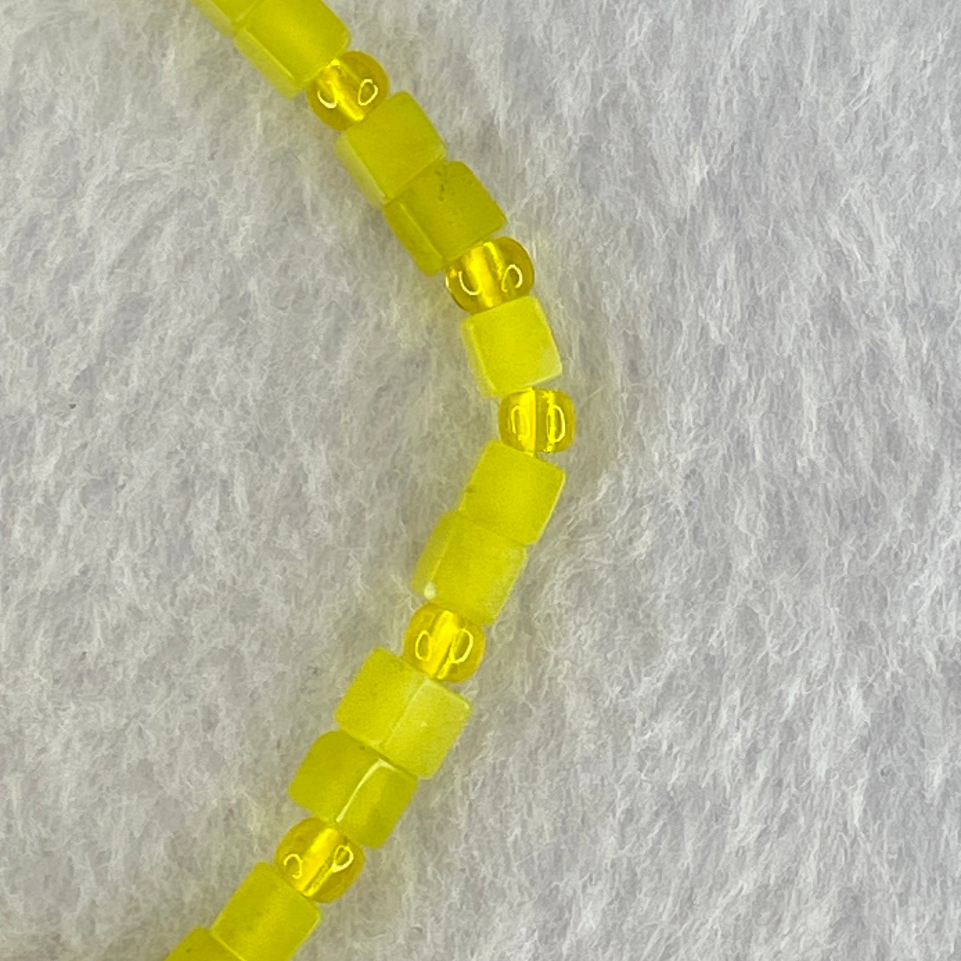 Natural Yellow Serpentine Mini Cube Beads Bracelet 6.36g 4.4mm 29 Beads - Huangs Jadeite and Jewelry Pte Ltd