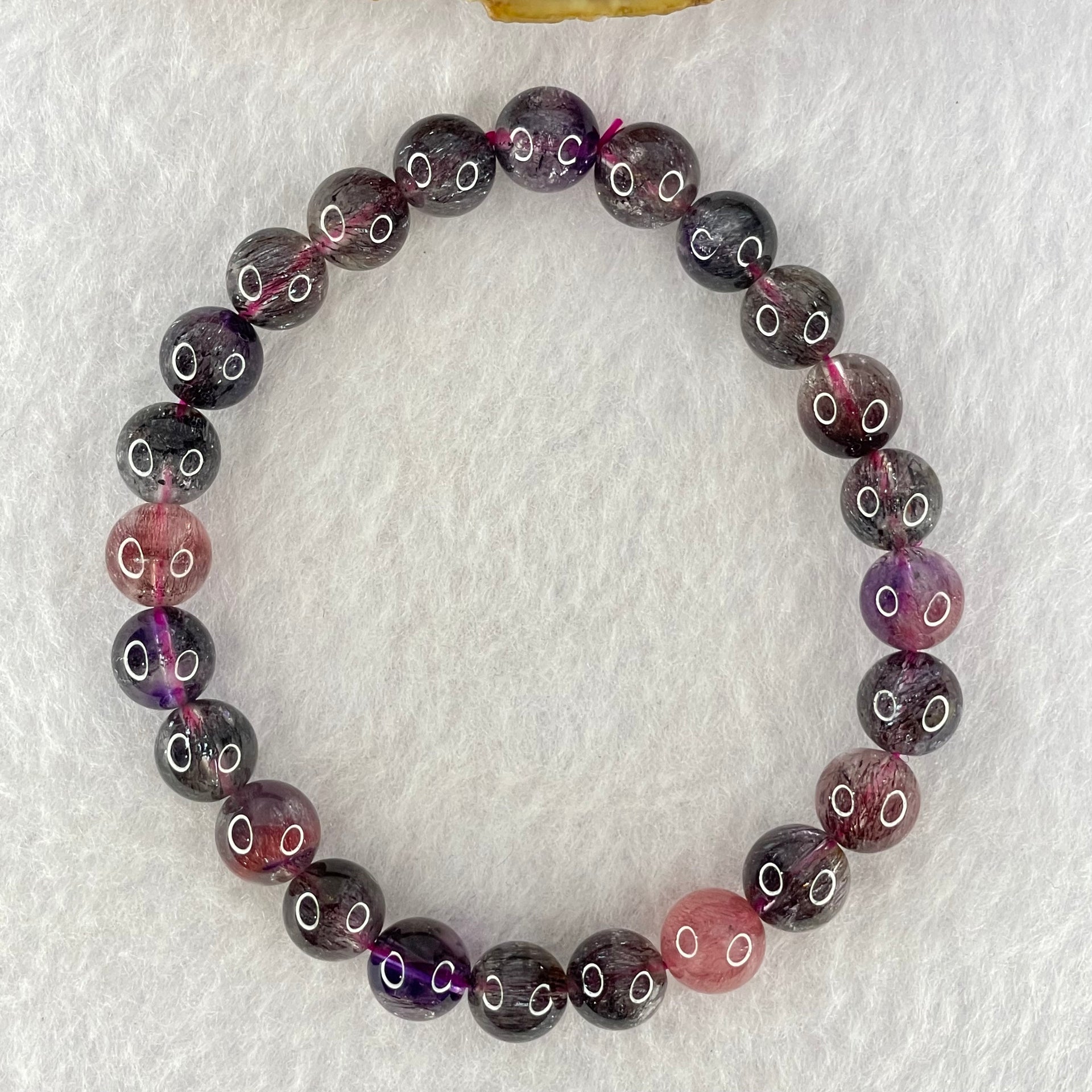 Good Grade Blackcurrant Super 7 Beads Bracelet 18.43g 16.5cm 8.4mm 24 Beads - Huangs Jadeite and Jewelry Pte Ltd