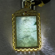 Type A Blueish Green Jadeite Guan Yin S925 Silver Pendent Necklace 30.47g 46.0 by 30.0 by 2.0mm - Huangs Jadeite and Jewelry Pte Ltd