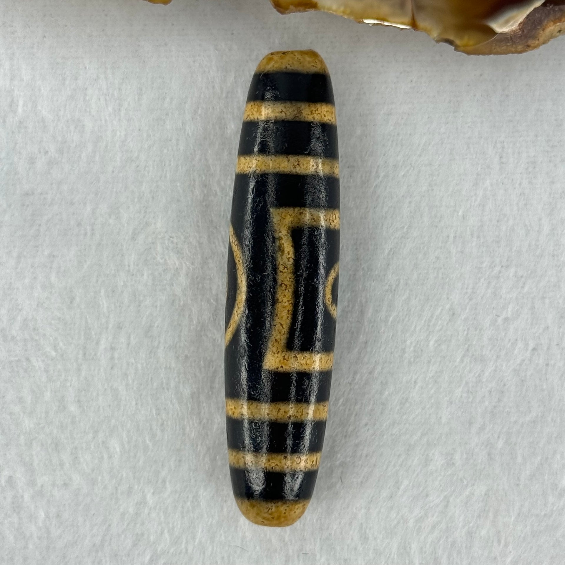 Natural Powerful Tibetan Old Oily Agate 2 Eyes Dzi Bead Heavenly Master (Tian Zhu) 二眼天诛 13.93g 54.8 by 12.9mm - Huangs Jadeite and Jewelry Pte Ltd