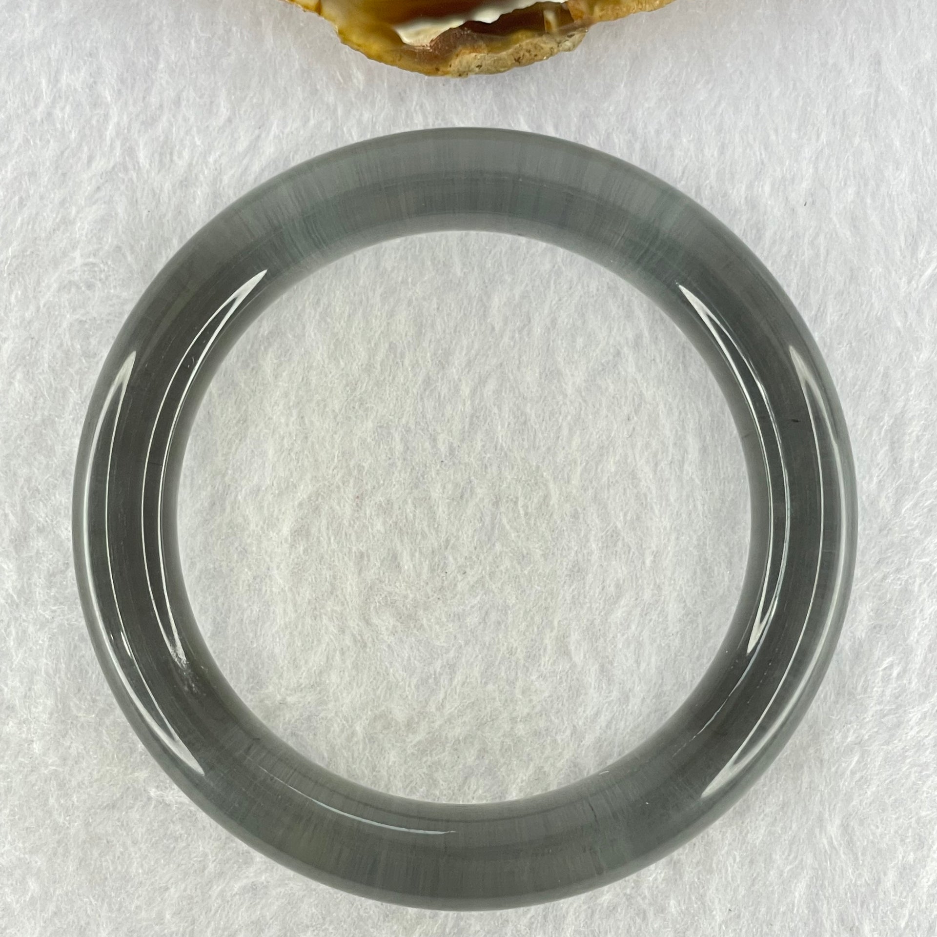 Translucent Clear Grey Crystal Bangle Internal Diameter 59.2mm 60.95g 11.9 by 11.2mm (Internal Line) - Huangs Jadeite and Jewelry Pte Ltd