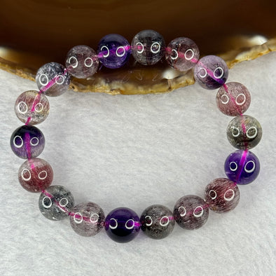 Good Grade Natural Super 7 Crystal Beads Bracelet 天然超级七水晶珠手链 35.56g 17.5cm 11.5mm 18 Beads - Huangs Jadeite and Jewelry Pte Ltd