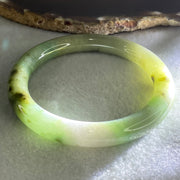 Type A Light Green with Green piao Hua Floral Jadeite Bangle 49.37g Inner Diameter 57.7mm 19.6 by 9.8mm (Very Slight Internal Lines) - Huangs Jadeite and Jewelry Pte Ltd