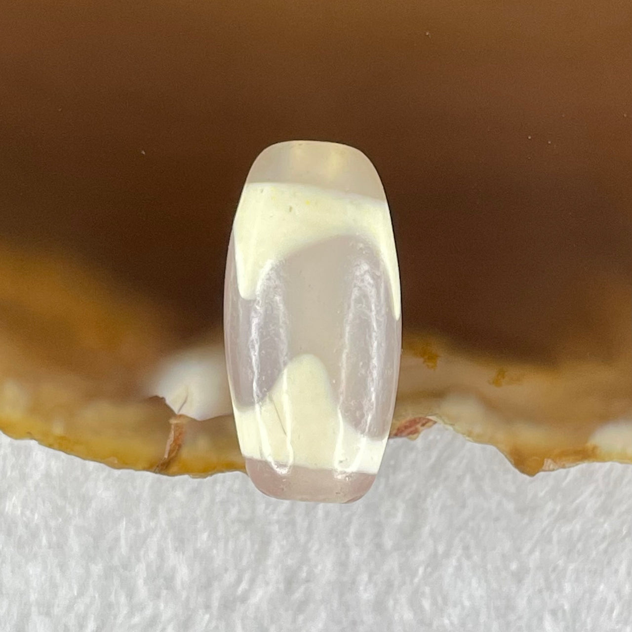 Natural Powerful Tibetan Old Oily Agate Tiger Tooth Daluo Dzi Bead Heavenly Master (Tian Zhu) 虎呀天诛 2.74g 19.8 by 9.8mm - Huangs Jadeite and Jewelry Pte Ltd