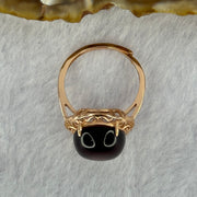 Natural Red Blood Amber in S925 Sliver Rose Gold Color Ring (Adjustable Size) 2.39g 12.8 by 11.4 by 6.5mm - Huangs Jadeite and Jewelry Pte Ltd