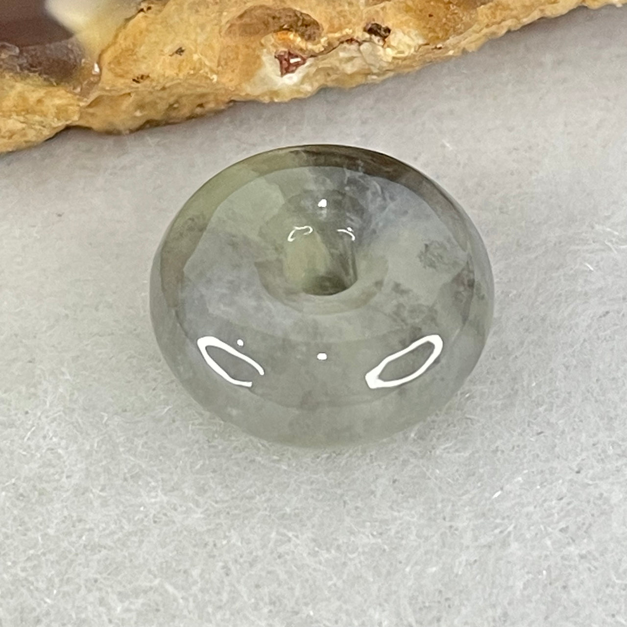 Type A Icy Wuji Grey Jadeite Ping An Kou Donut Charm Pendant 2.04g 13.0 by 5.9mm - Huangs Jadeite and Jewelry Pte Ltd