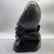 Natural Deep Purple Amethyst Egg with Wooden Stand Display 7,662.7g 190.0 by 185.0 by 300.0mm - Huangs Jadeite and Jewelry Pte Ltd