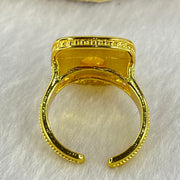 Natural Butterscotch Amber in  Sliver Gold Color Ring (Adjustable Size) 7.47g 10.1 by 6.8 by 3.5mm - Huangs Jadeite and Jewelry Pte Ltd