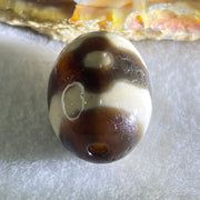 Natural Powerful Tibetan Old Oily Agate 3 Eyes Dzi Bead Heavenly Master (Tian Zhu) 三眼天诛 7.39g 20.4 by 15.9mm - Huangs Jadeite and Jewelry Pte Ltd