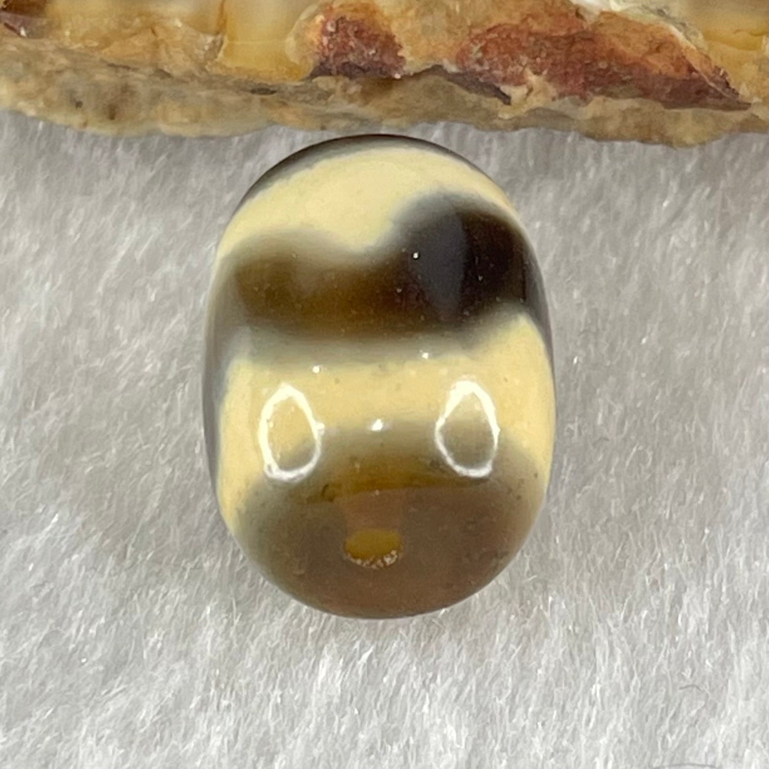 Natural Powerful Tibetan Old Oily Agate Tiger Tooth Daluo Dzi Bead Heavenly Master (Tian Zhu) 虎呀天诛 2.40g 13.5 by 10.3mm - Huangs Jadeite and Jewelry Pte Ltd