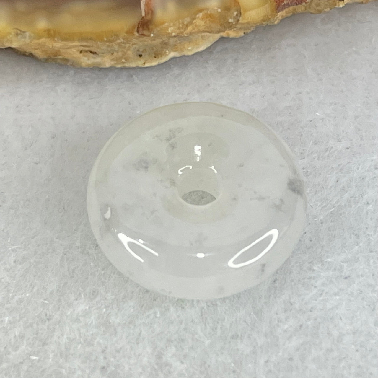 Type A Semi Icy Light Lavender With Wuji Grey Spots Jadeite Ping An Kou Charm/Pendant 2.10g 14.1 by 5.0mm - Huangs Jadeite and Jewelry Pte Ltd