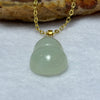 18K Gold Type A Light Green Jadeite Hulu Pendant in S926 Sliver in Gold Colour Necklace 4.75g 19.4 by 12.7 by 7.0mm - Huangs Jadeite and Jewelry Pte Ltd