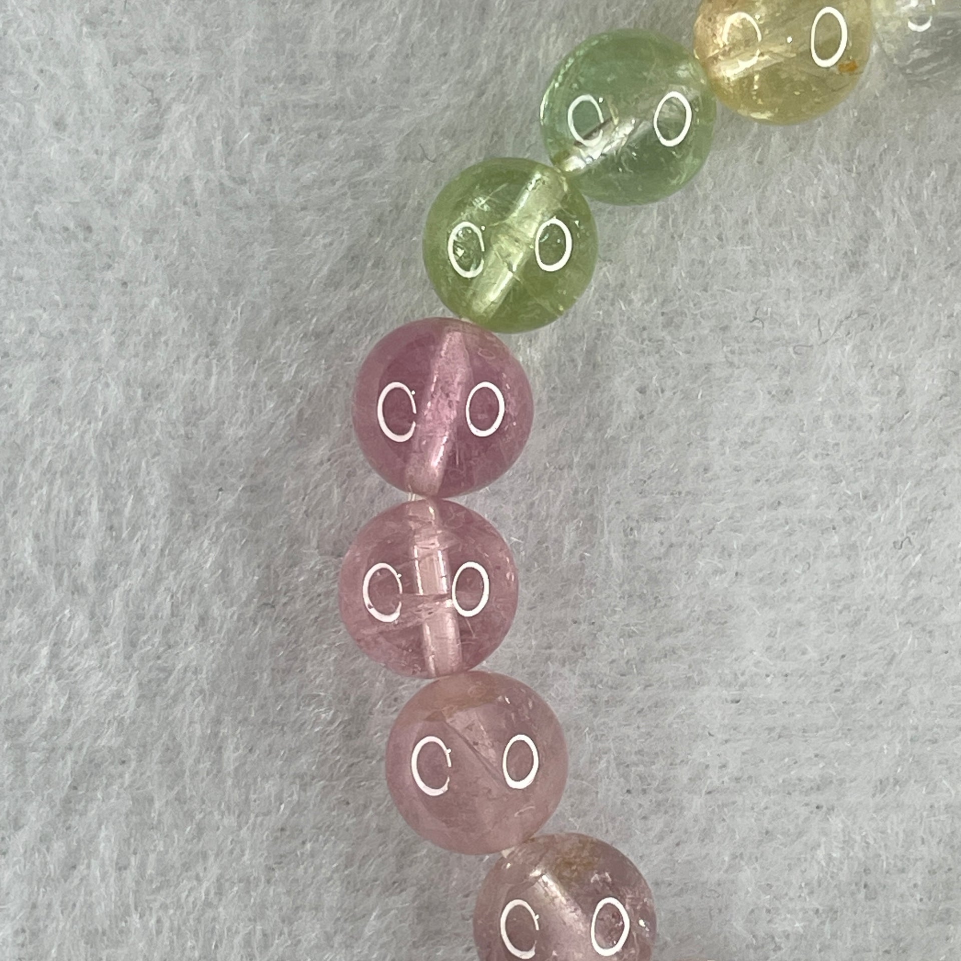 Very Good Natural Tourmaline Crystal Beads Bracelet 19.02g 14cm 8.6mm 20Beads - Huangs Jadeite and Jewelry Pte Ltd