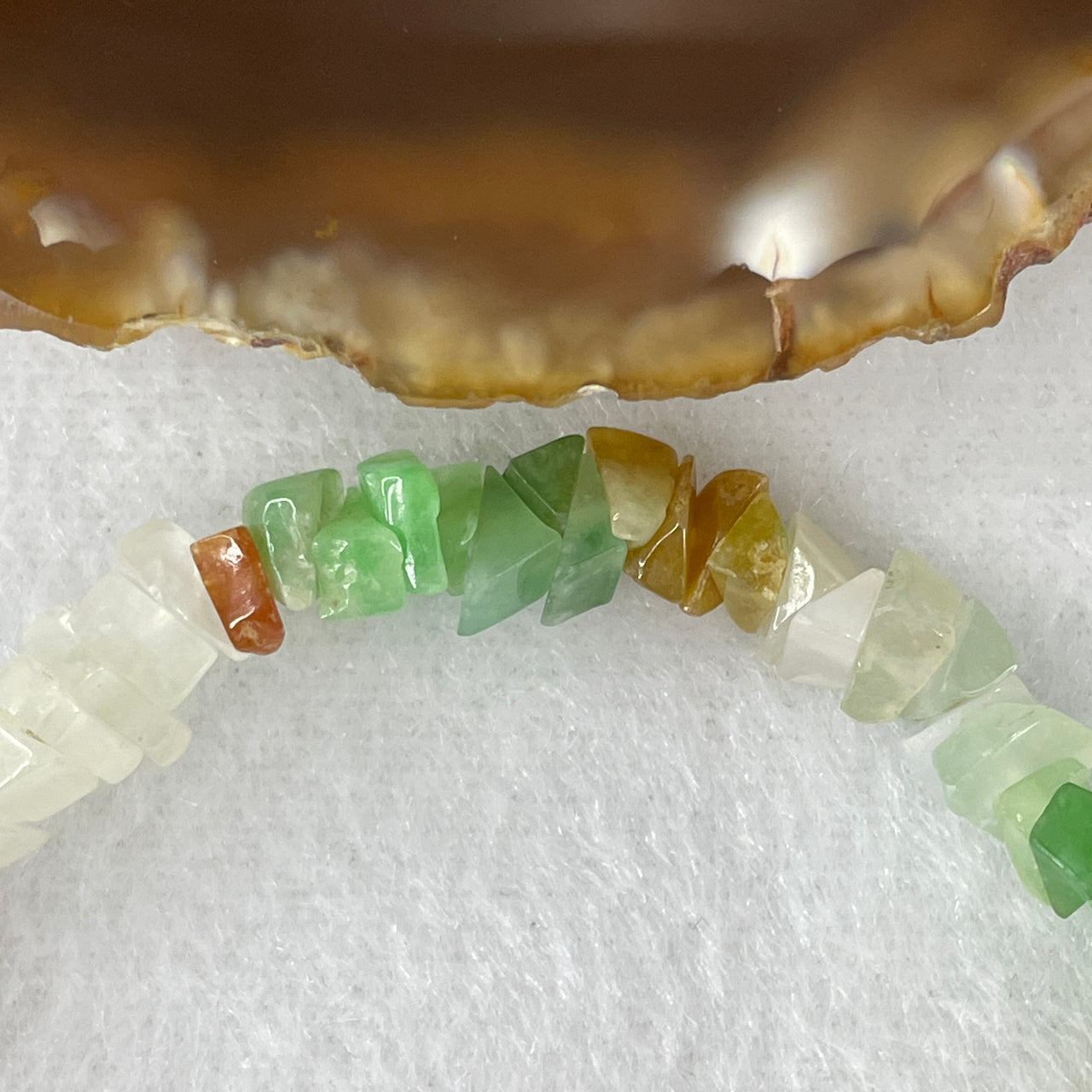 Certified Natural Type A Multi-Color Green, Colorless & Brown Jadeite Beads Irregular Bracelet | 84 Sacred Prayer Beads Multi-Wrap Strand | Authentic Myanmar Feicui Tri-Element Balance & Protection Talisman (10.42g | 7.0mm | 15cm Wrist Fit)