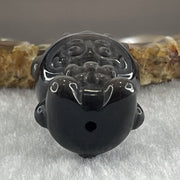 Black Obsidian Labubu Charm Display 15.67g 29.4 by 22.2 by 19.6mm - Huangs Jadeite and Jewelry Pte Ltd