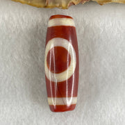 Natural Powerful Tibetan Old Oily Red White Agate One Eye Gold Metal Element Dzi Bead Heavenly Master (Tian Zhu) 一眼金天珠 10.95g 37.5 by 13.6mm - Huangs Jadeite and Jewelry Pte Ltd