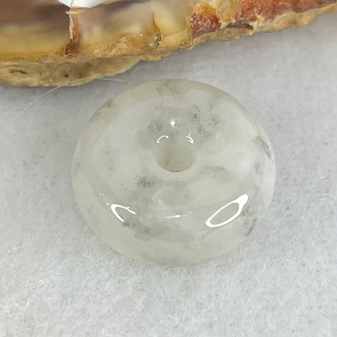 Type A Semi Icy Light Lavender With Wuji Grey Spots Jadeite Ping An Kou Charm/Pendant 2.83g 14.5 by 6.5mm - Huangs Jadeite and Jewelry Pte Ltd