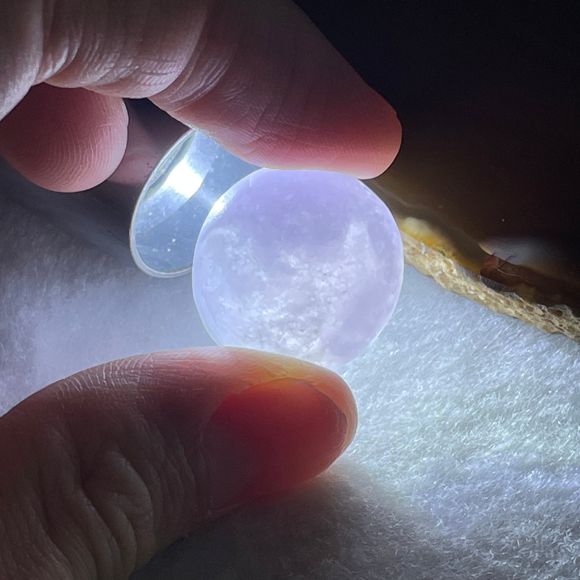 Natural Type A Lavender Jadeite Round Shape Cabochon Stone for Setting 8.48g 20.8 by 10.0mm - Huangs Jadeite and Jewelry Pte Ltd