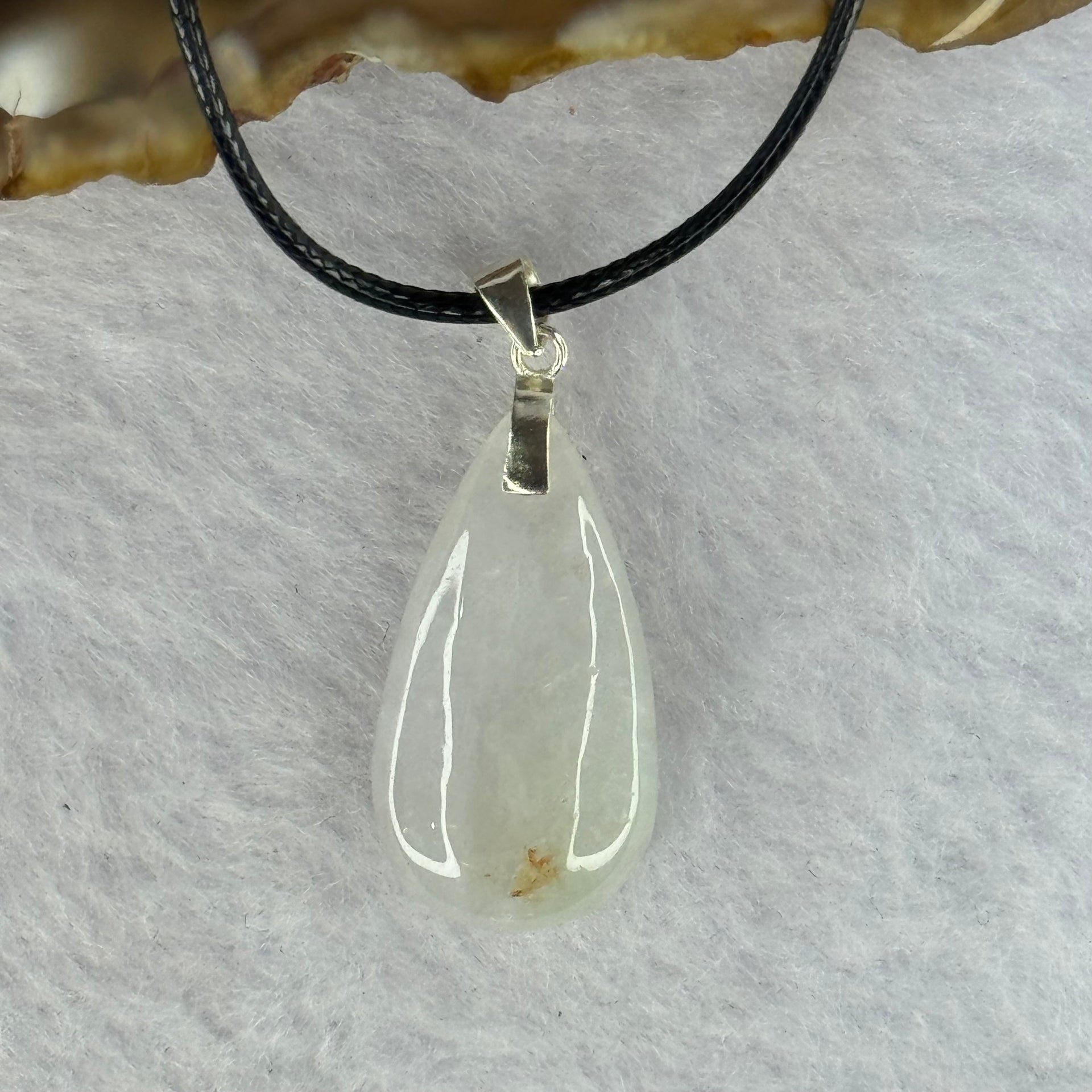 Type A Light Lavender Yellow Teardrop Pendant with S925 Clasp 4.68g 24.1 by 13.0 by 6.7mm - Huangs Jadeite and Jewelry Pte Ltd