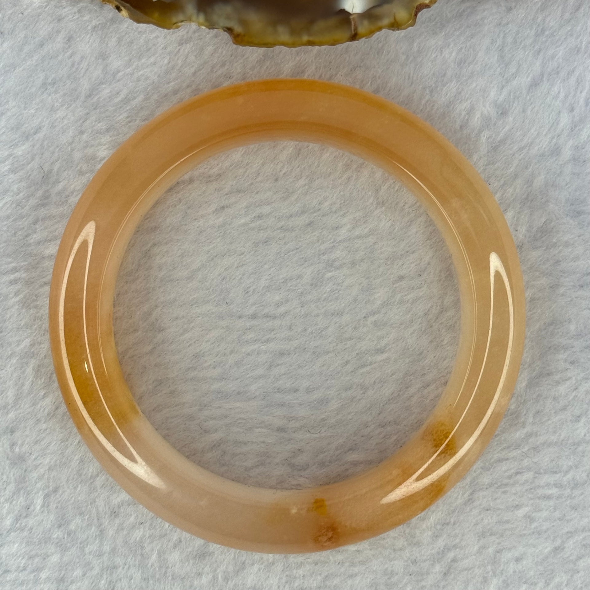 Transparent Peach Yellow Quartzite Jade Bangle 天山水沫玉手镯 43.05g Internal Diameter 48.3mm 13.3 by 9.3mm - Huangs Jadeite and Jewelry Pte Ltd