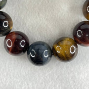 Natural Red Yellow Blue Tiger's Eye Quartz Beads Bracelet 110.63g 18cm 18.4mm 13 Beads - Huangs Jadeite and Jewelry Pte Ltd