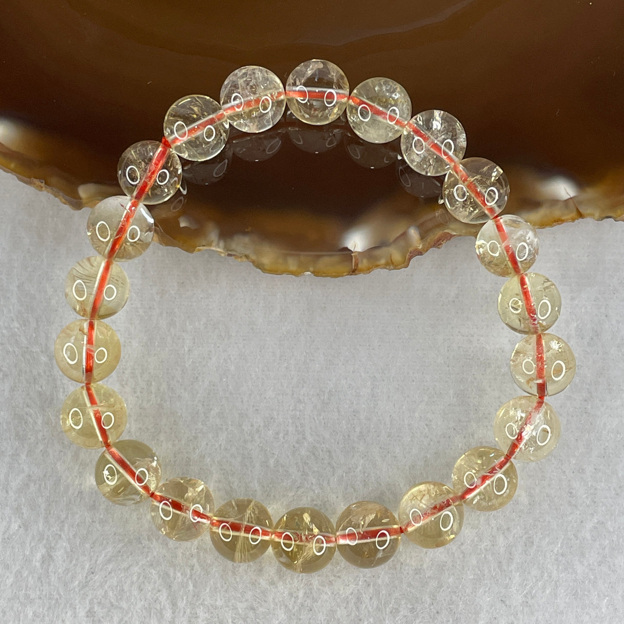 Certified Average Grade Natural Yellow Citrine Crystal Beads Bracelet | 9.8mm Golden Merchant's Stone (27.99g | 17.5cm Wrist Sizing | 22 Beads)