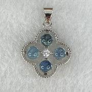 Above Average Grade Rare Natural Blue Dumortierite Rutilated Quartz in S925 Four Leaf Clover Pendant 2.32g 4.0mm 4pcs - Huangs Jadeite and Jewelry Pte Ltd