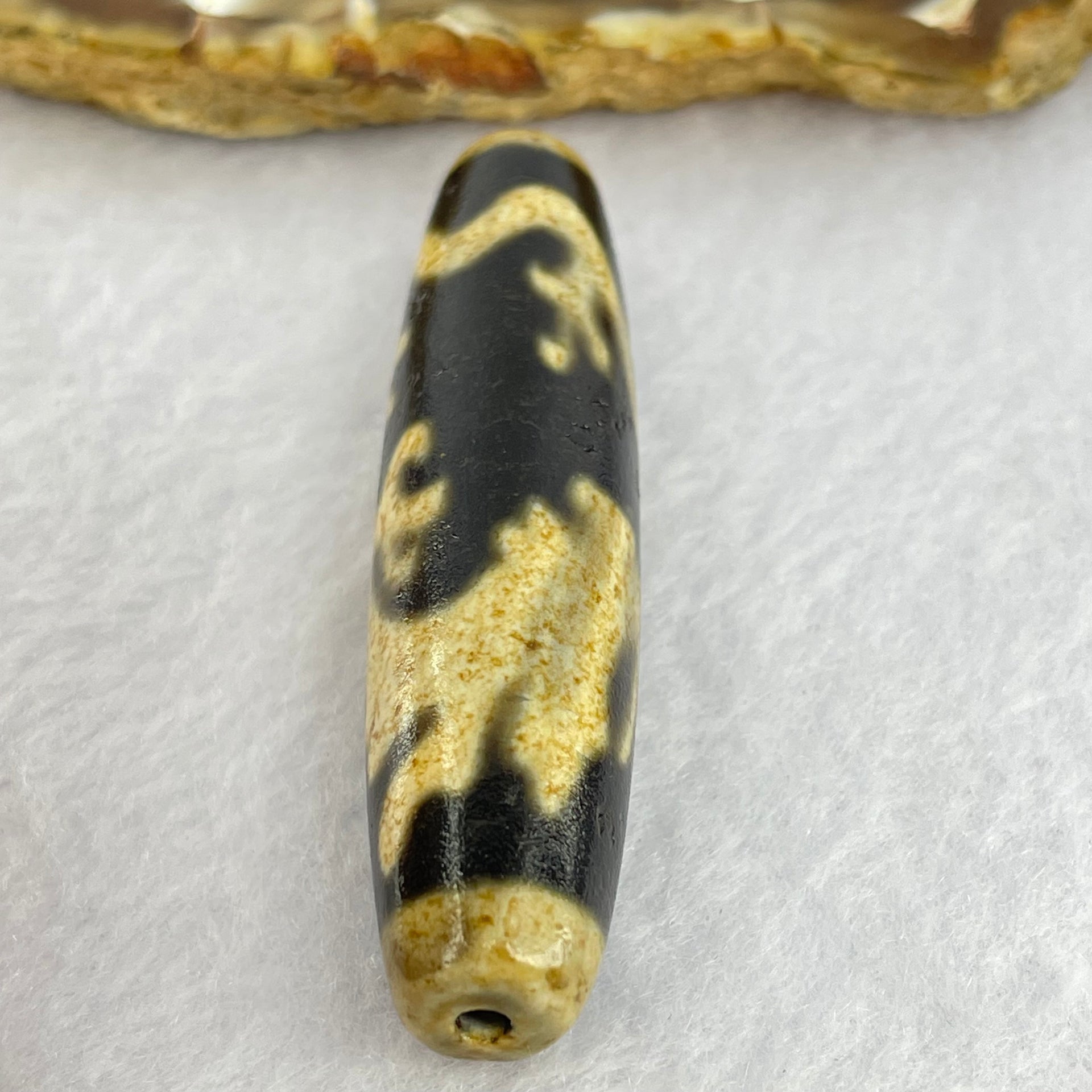 Natural Powerful Tibetan Old Oily Agate Dragon Dzi Bead Heavenly Master (Tian Zhu) 龙天珠 18.27g 59.8 by 14.2mm - Huangs Jadeite and Jewelry Pte Ltd