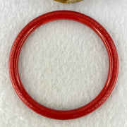 Natural Red Cinnabar Bangle with Inscription Inner Diameter 59.8mm 17.39g 6.3 by 6.3mm - Huangs Jadeite and Jewelry Pte Ltd