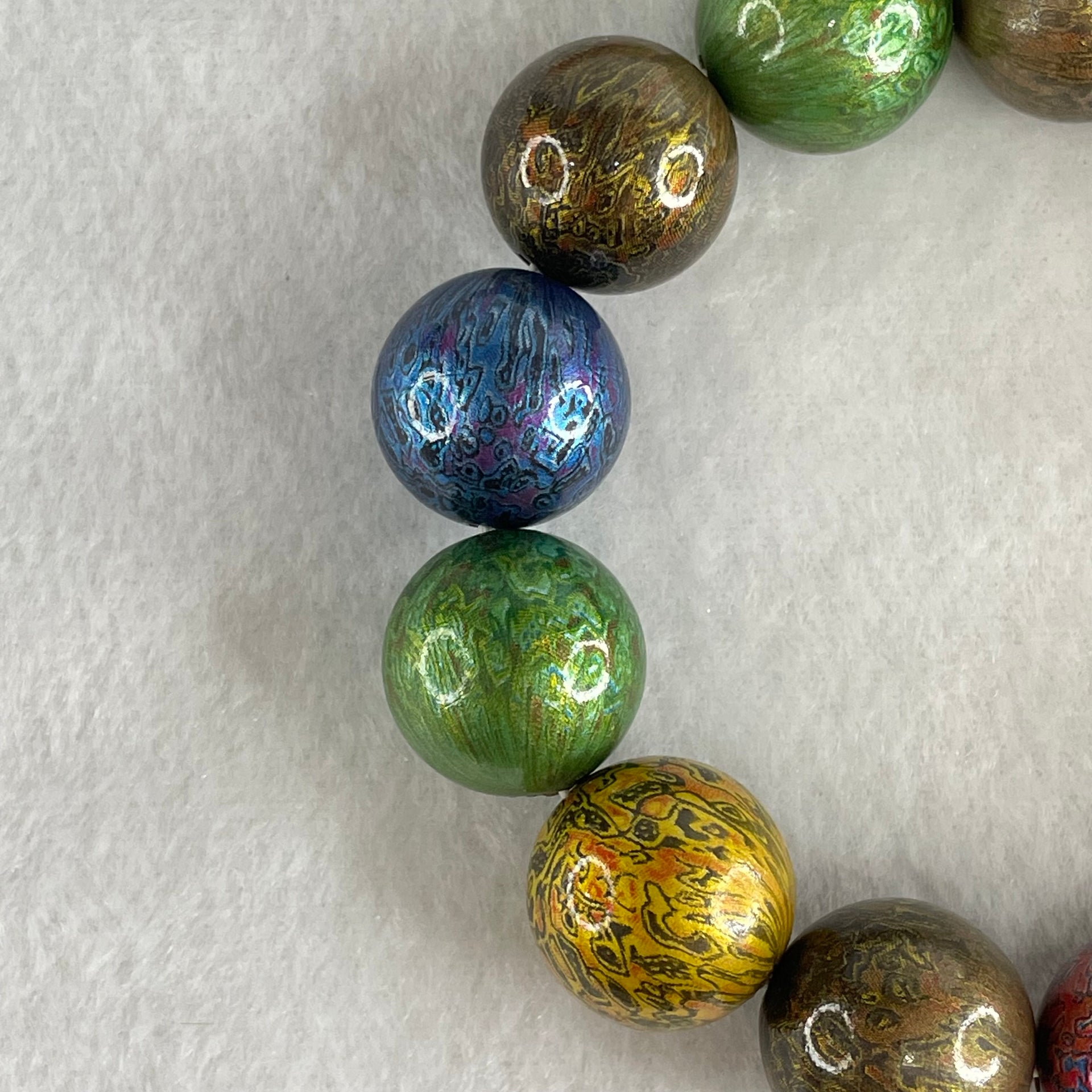 Natural Colored Rosewood Beads Bracelet 46.10g 18cm 18.2mm 13 Beads - Huangs Jadeite and Jewelry Pte Ltd