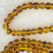 Natural Golden Flower Amber Beads Necklace 天然金珀项链 15.83g 56cm 6.9mm 107 Beads - Huangs Jadeite and Jewelry Pte Ltd